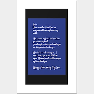 ANNIVERSARY GREETING CARD FOR A YOUNG COUPLE WHO MET IN SCHOOL, COLLEGE, UNIVERSITY Posters and Art